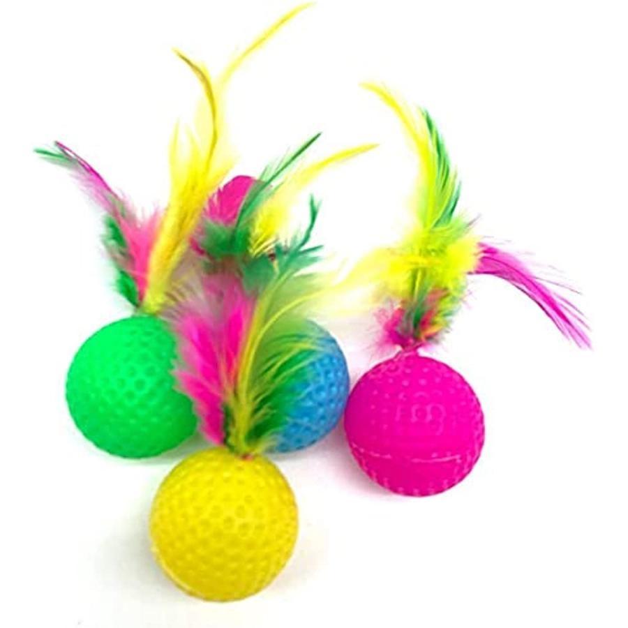 3 шт. смешанный забавный пластиковый мяч для гольфа с перьями, игрушка для кошек, интерактивный котенок, кошка, мяч-дразнилка, игрушка, товары для домашних животных