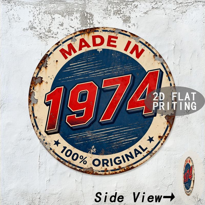 Vintage Made in Original Round Metal Tin Sign Retro Wall Decor for Home Bar Garage D Flat Printing Nostalgic Plaq