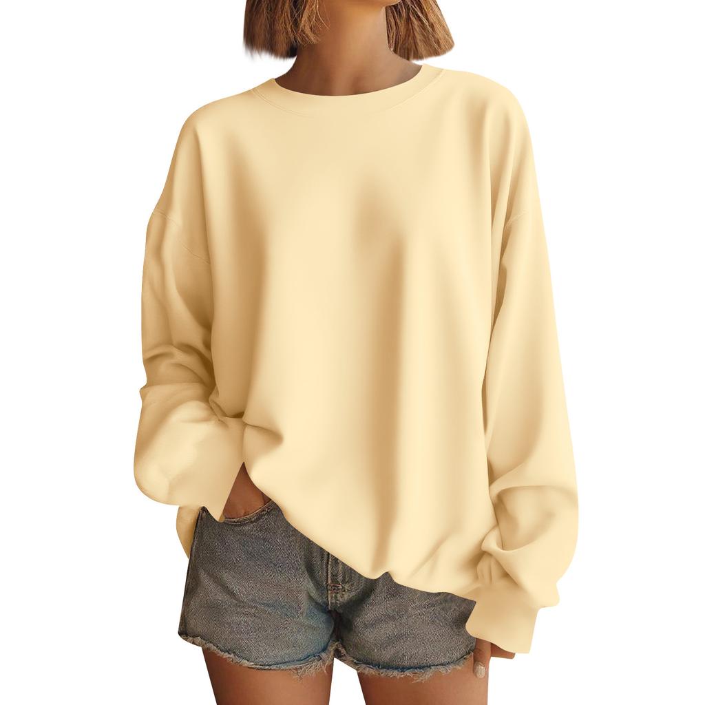 Women  Tops Women's Long Sleeve Sweatshirt Casual Crewneck Loose Fit Pollover Fleece Tops