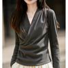 Women's Fashionable Slimming V-Neck Casual Base Shirt - Autumn/Winter 2025 Collection