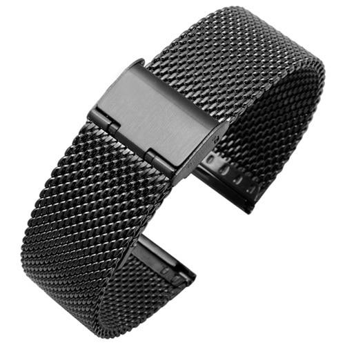 Solid Stainless Steel Watchband 20mm 22mm 24mm Silver Black Strap Replacement Metal Strap for Men's Watch Accessories