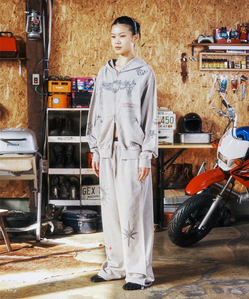 Худи на молнии Thevinylhouse Rodeo Washed Серый