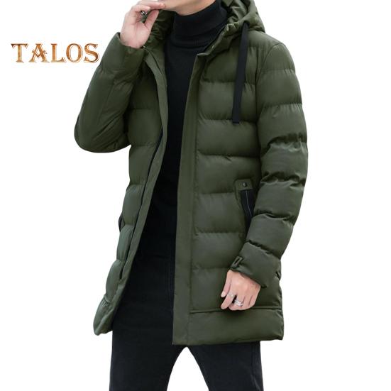 Мужское хлопковое пальто с капюшоном, завязками на шнурке, длинными рукавами, однотонная куртка, пальто с карманами, свободный крой, застежка-молния, стеганая верхняя одежда средней длины