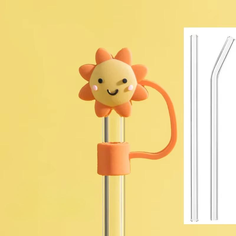 6-8mm Cute Cartoon Silicone Straw Tips Creative Straw Cover Drinking Dust Splash Proof Straw Plugs Sealing Tools Cup Accessories