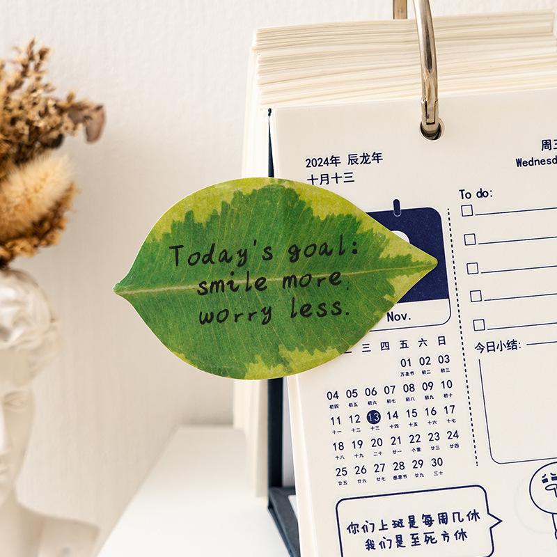 Специальные фигурные липкие заметки cross border leaf n time стикеры с высококачественным дизайном и сильной клейкостью leaf memo message