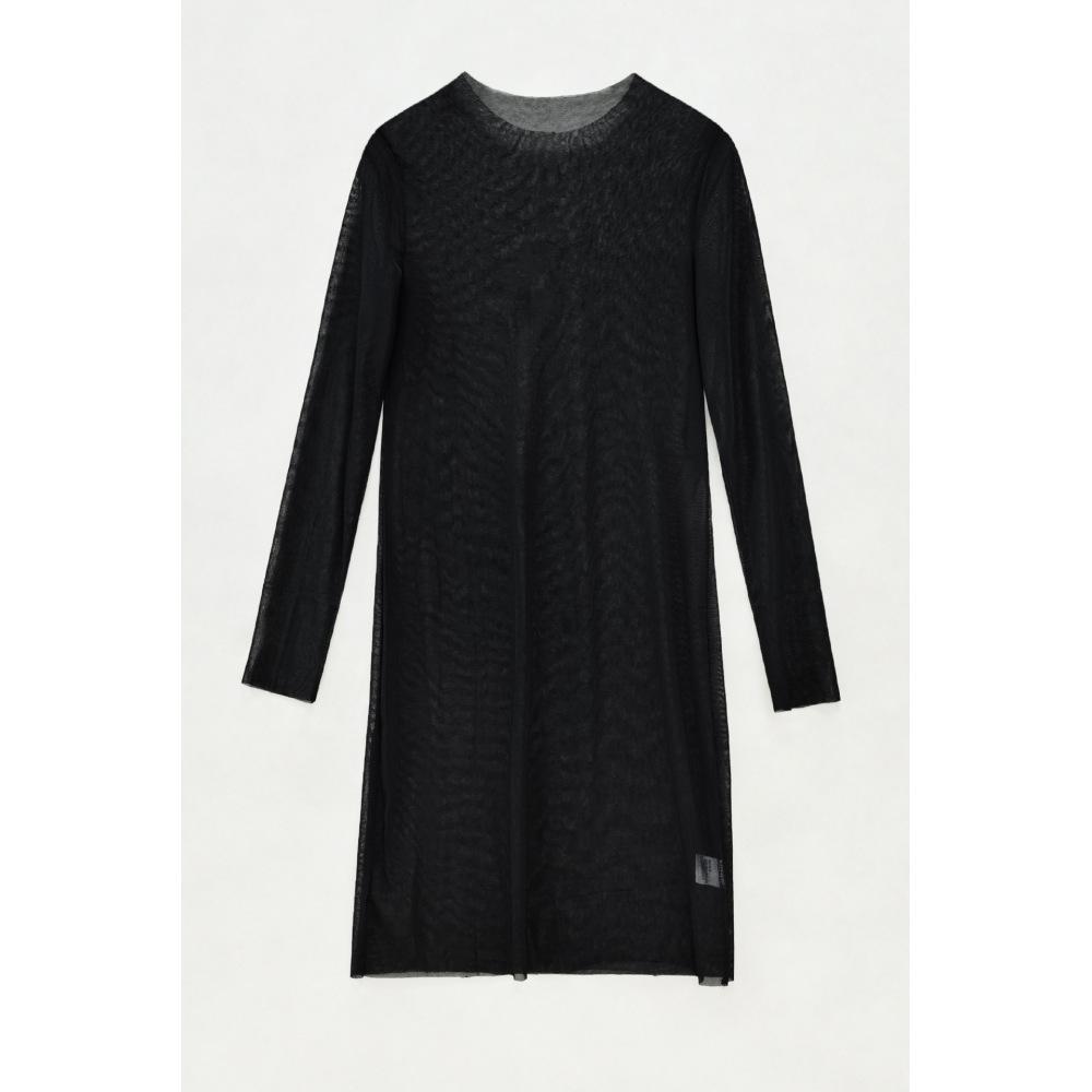 Long Sleeve Round Neck Mesh See-through Cover Up Sexy Bikini Swimsuit Beach Cover Up Women's Clothing