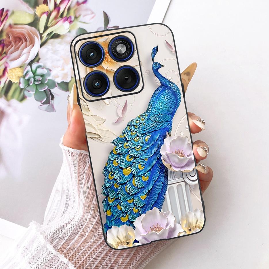 For Motorola Edge 70 Case XT2601-2 Cute Cat Peacock Painted Cover Soft Silicone Case For Motorola Edge 70 Fusion Edge70 5G Shell