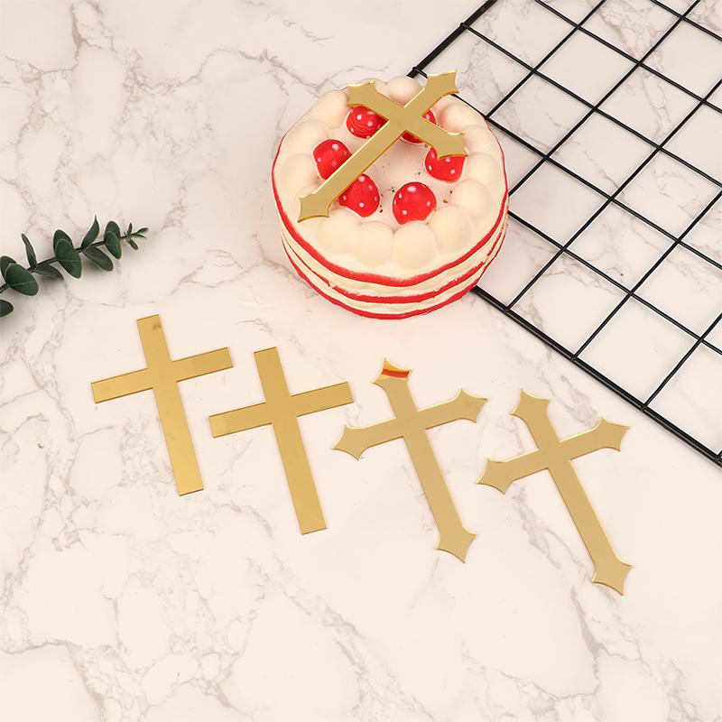 5 шт. акриловый золотой топпер с крестом, минималистичные вставки для торта первого причастия
