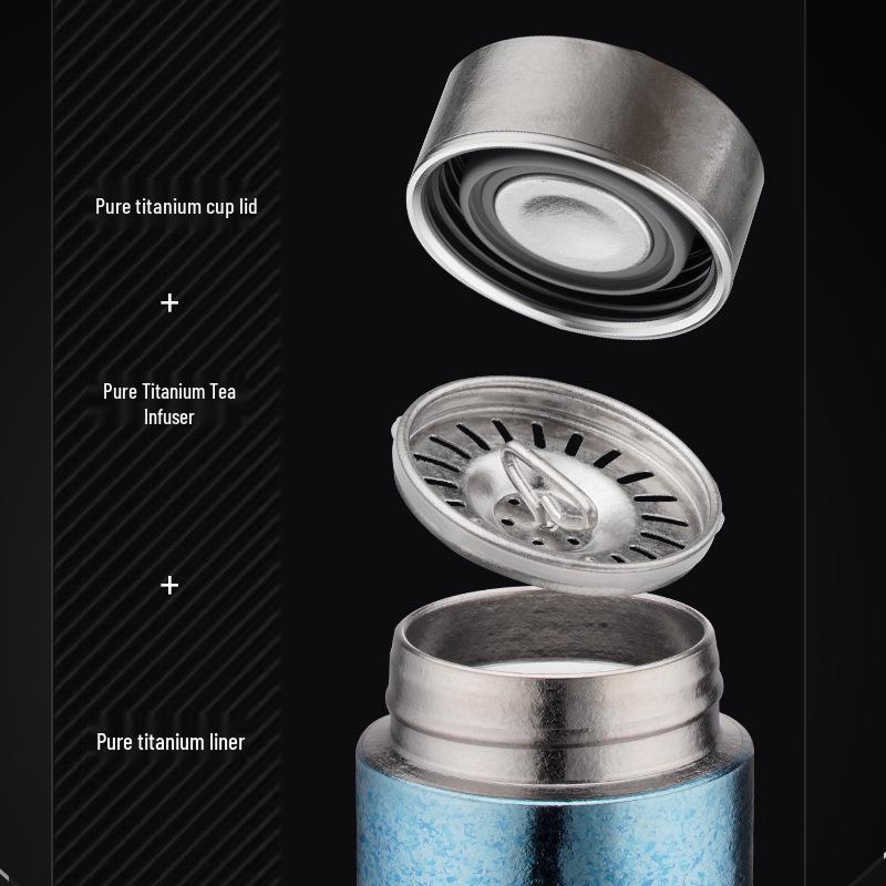 Антибактериальная титановая термокружка с разделителем для чая, подарочная коробка - Портативная, высококлассный бизнес-подарок для мужчин и женщин