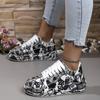 Fashion Women's Casual Sneakers Fashion New Painted Graffiti Lace Up Sports Shoes Women Flat Pu Leather Ladies Walking Trainers