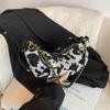 Versatile Cow Pattern Bag Women's New Fashion Trend Splicing Horn Bag Simple Canvas Messenger Bag AVE