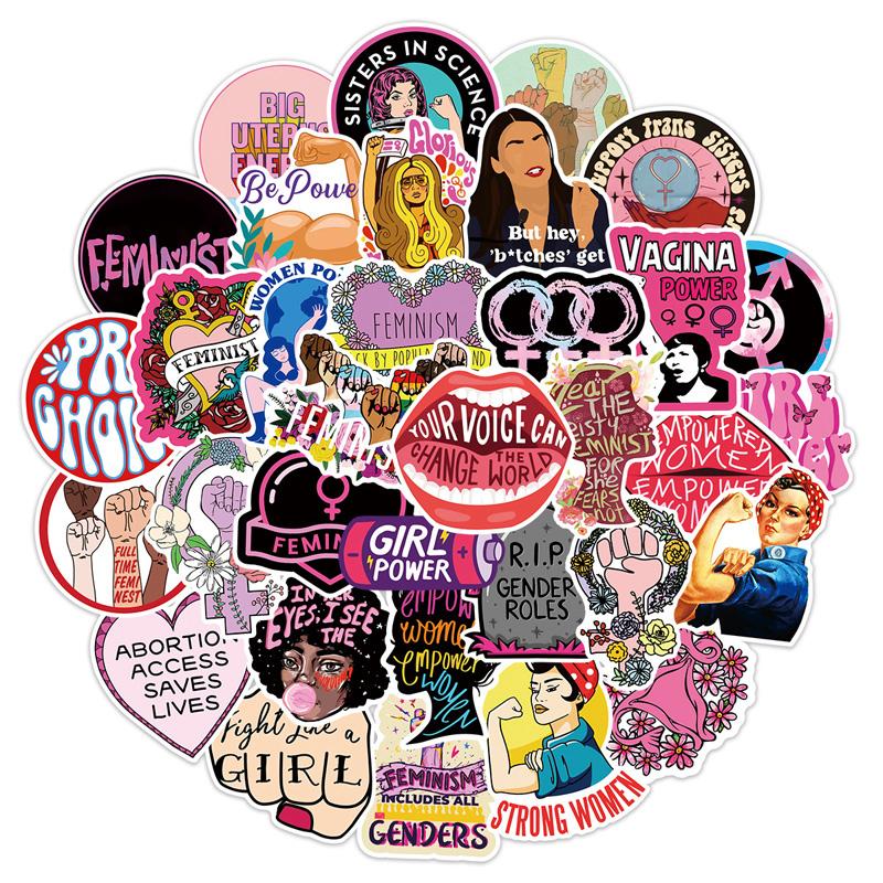 50 Feminist Movement Graffiti Stickers Same Cute Stickers Vtuber Luggage Stickers Mug Stickers Notebook Decoration Stickers Waterproof Stickers