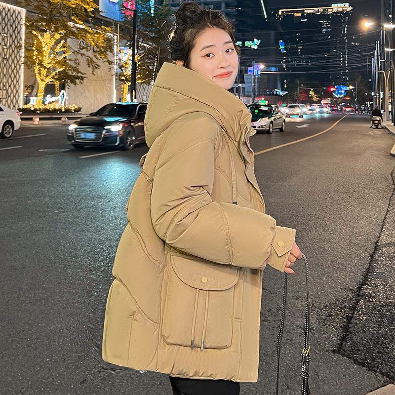 Женская осенне-зимняя теплая куртка с капюшоном и длинным рукавом на молнии с большим карманом