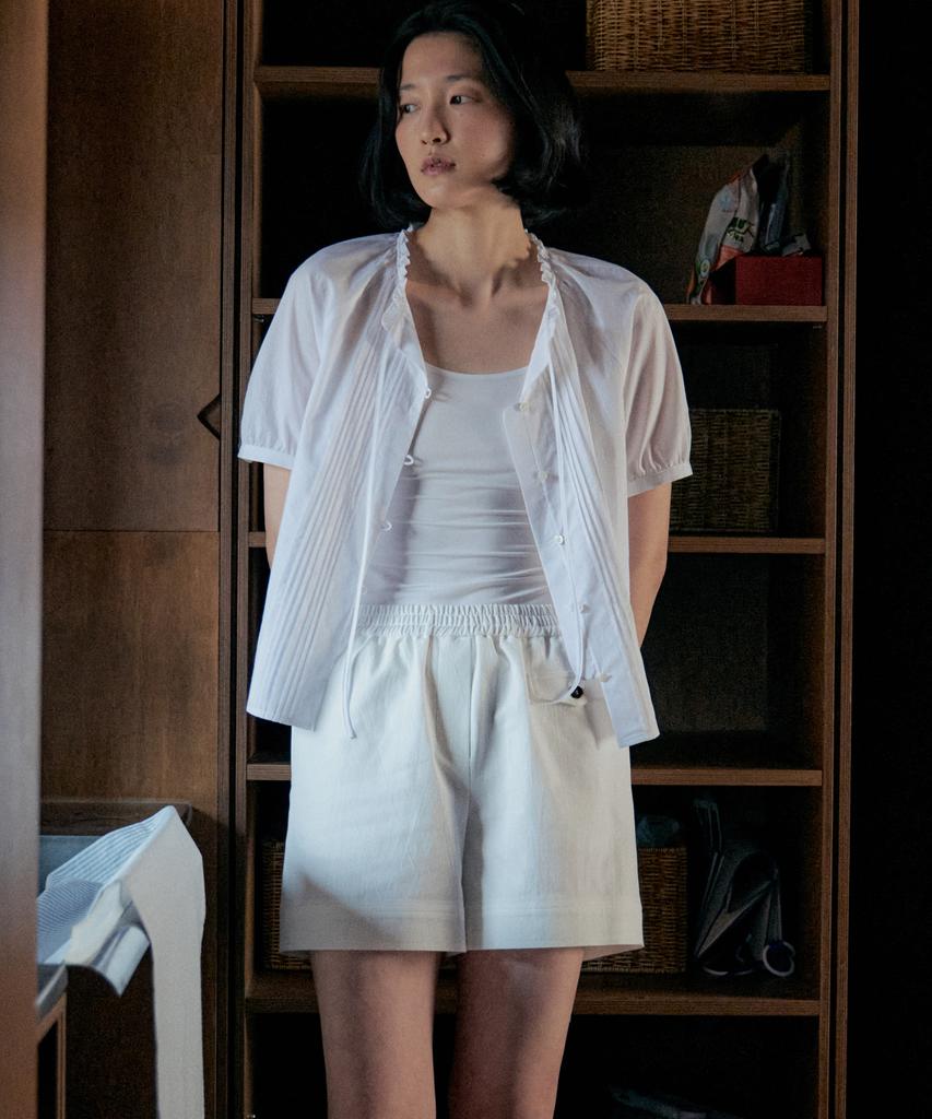 STEP AROUND Soft Cotton Pocket Banding Shorts_White