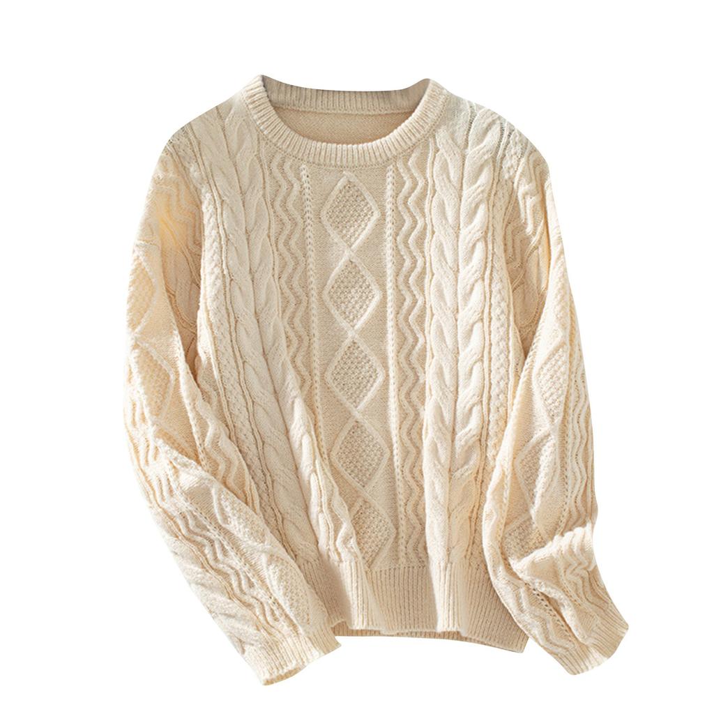 Women's Knitted Sweaters Crewneck Long Sleeve Oversized Pullover Vintage Fall Winter Knitwear