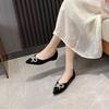 2025 новая осенняя французская обувь-лодочки с острым носком, женская универсальная обувь с мелким вырезом, темпераментный ароматный стиль, бантик, стразы, балетки