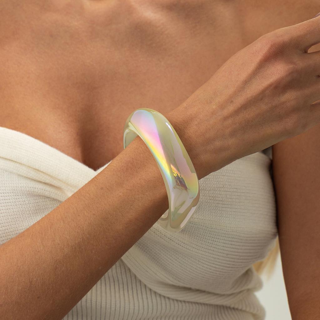 Персонализированный разноцветный перламутровый браслет из смолы с разводами, Модный неправильный геометрический акриловый браслет