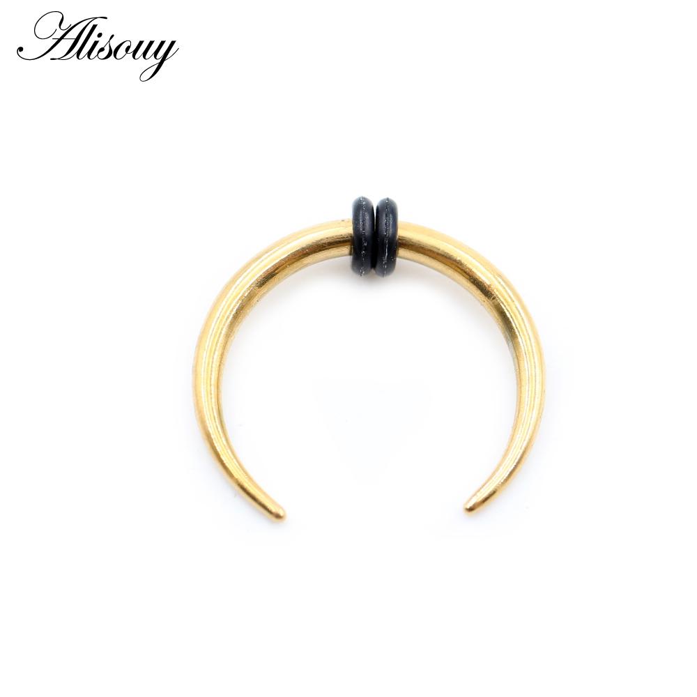 Alisouy 1 шт., калибр 14/16G, нержавеющая сталь, рог буйвола, бычий конус, коготь, плоть, ушной туннель, расширитель, растяжитель, гвозди, кольца для носа