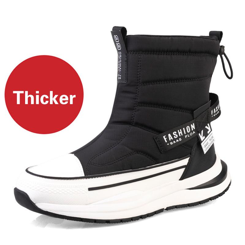 2024 Winter New Thick Couple Snow Boots Plus Velvet Warm Side Zipper Outdoor Casual Short Boots Cold Resistance Men Cotton Shoes