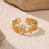 Stainless Steel Flower Rings For Women Gold Color Stainless Steel Hollow Stackable Ring Hypoallergenic Durable Christmas Jewelry