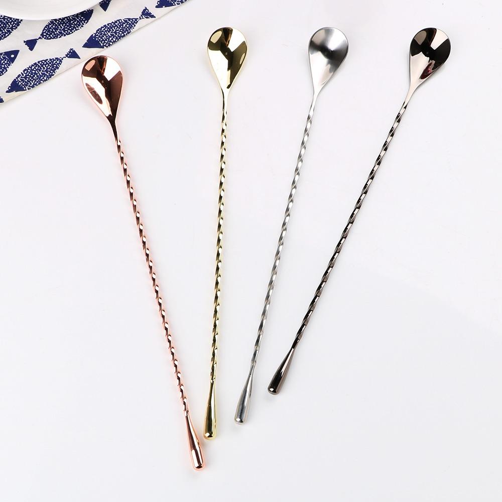 Long Handle Bar Teadrop Spoon Stainless Steel Mixing Spoon Cocktail Spoon Dessert