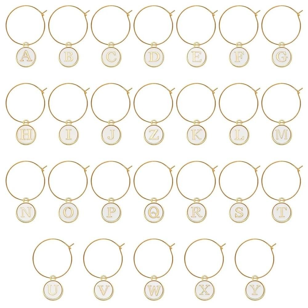 26 шт. Металлические маркеры для бокалов Подвески с буквами Обручи для бокалов Декор для свадебной вечеринки