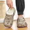 Зимние мужские тапочки-сабо, теплые меховые тапочки, мягкие домашние тапочки из хлопка, шлепанцы из ЭВА-пуха, повседневные удобные плюшевые меховые сабо