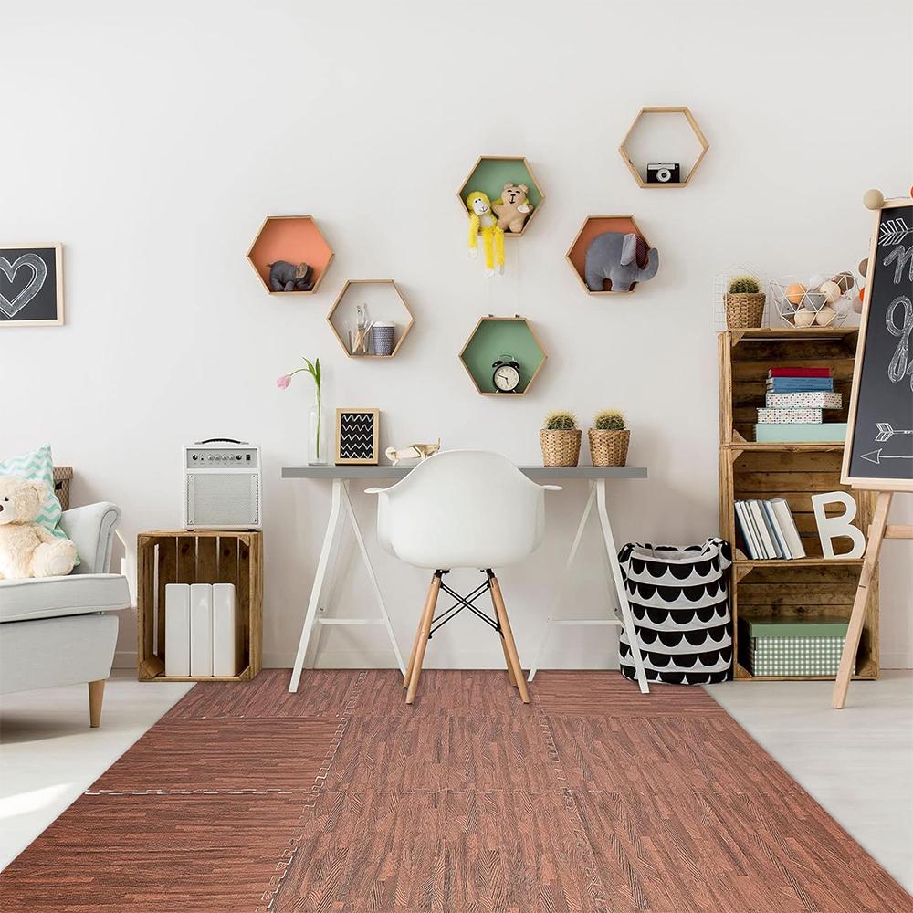 16 шт., напольные коврики под дерево, толстые переплетающиеся пушистые плитки, квадратный ковер, мягкие коврики для скалолазания, 16 шт.