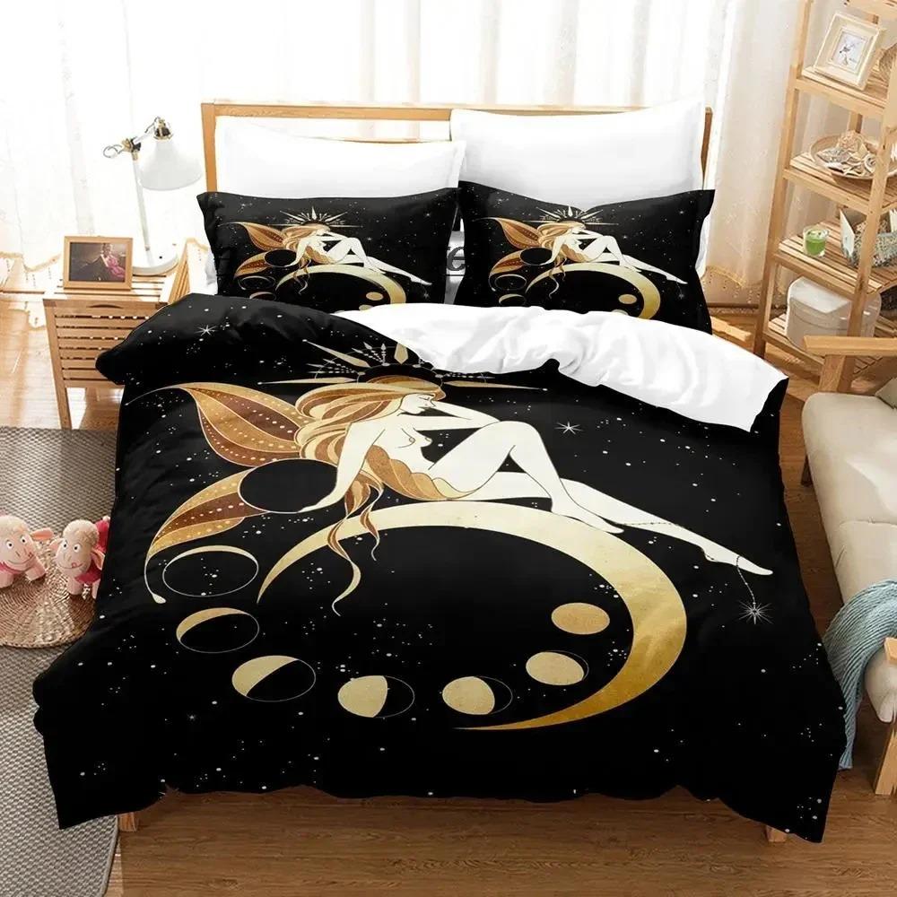 Witch's Moon Bedding Set Single Twin Full Queen King Size Aldult Boys Bedroom Duvet Cover Sets Anime