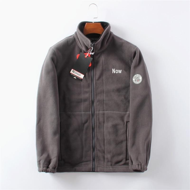 Норвежская мужская куртка из полар-флиса с одинарным плюшем, утолщенная - Осенне-зимняя теплая, свободного кроя, большого размера