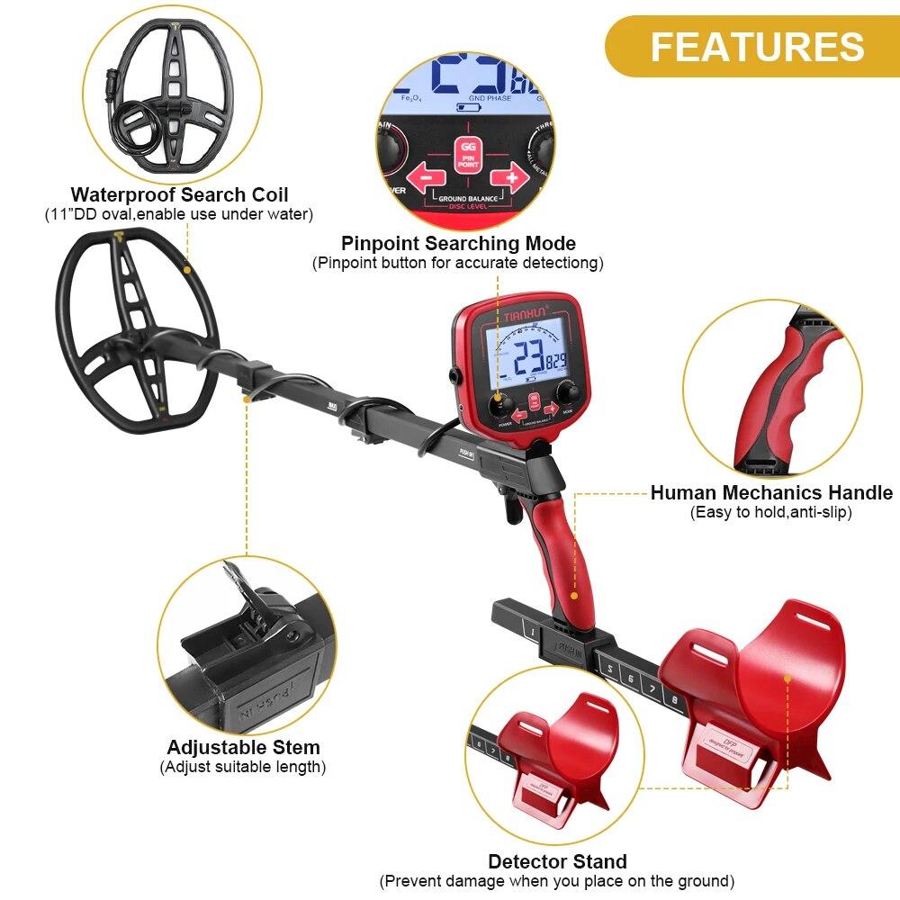 Металлоискатель TX-850L Gold Metal Detector Высокопроизводительный подземный металлоискатель Finder Treasure Hunter Gold Prospector