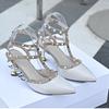 Women's Fashion Sexy  New Pointed Rivet Decorated High Heels Dress Dating Wedding Banquet Party Stiletto High Heels