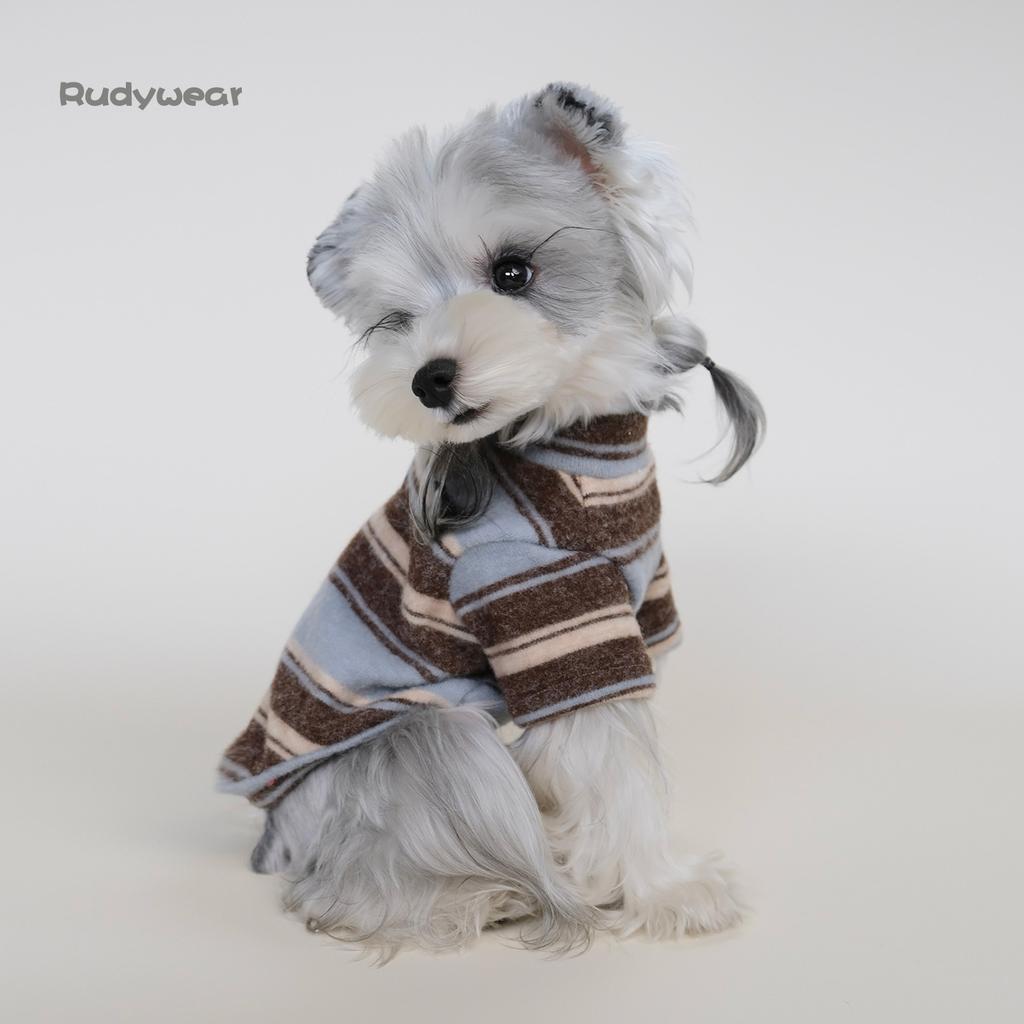 Dog clothes autumn winterheattech high collar sweet schnauzer teddy bichon small dog pet stripes bottom shirt