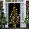 Christmas Door Cover Decoration Front Colorful Print Christmas Door Backdrop Door Decor Holiday Festive Xmas