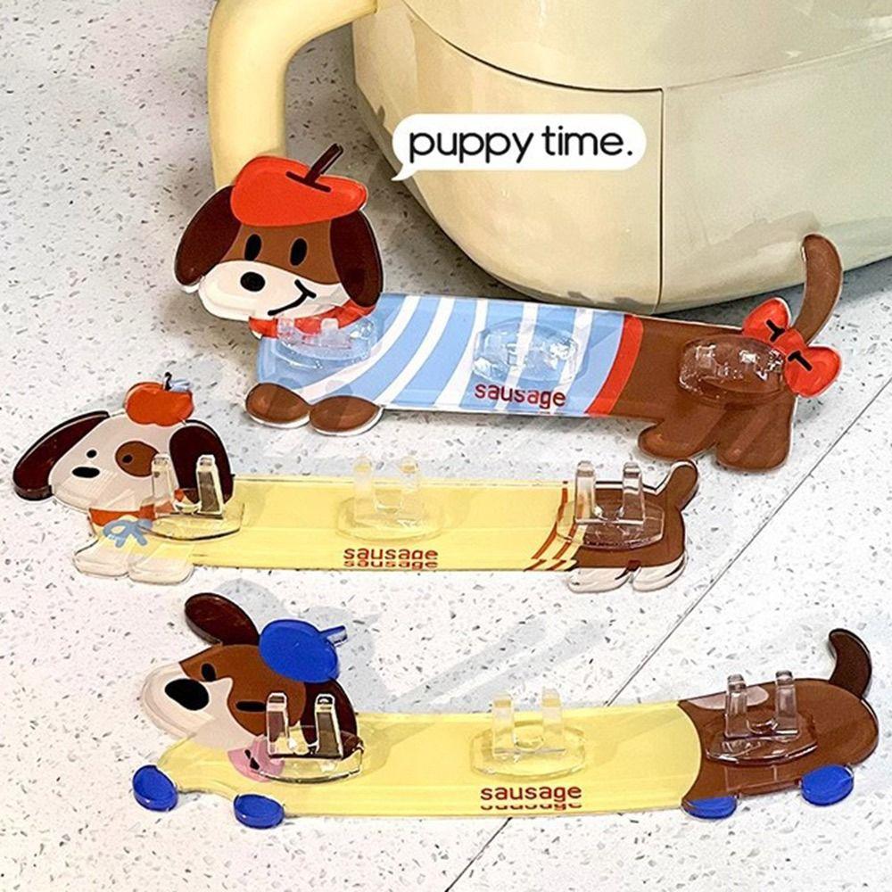 Acrylic Dachshund Toothbrush Holder 3 Hooks Door Hanger Hook Household Organizer Accessories