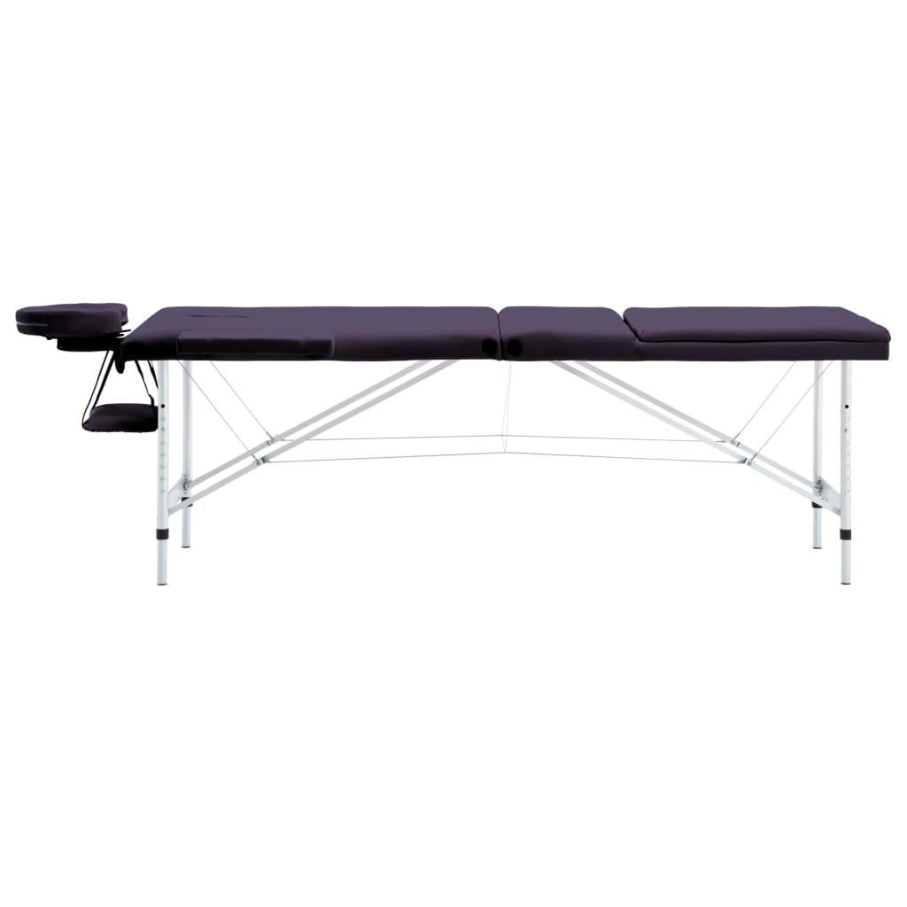 Folding 3 Zone Massage Table with Aluminum Frame Purple