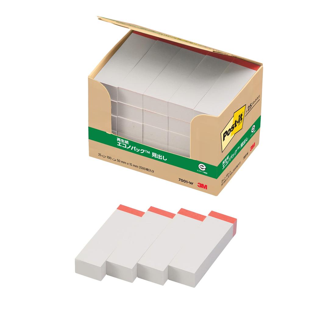 Заголовок заметки Красная полоса 50 x 15 мм 100 листов x 25 книг Post-it 7001-W