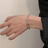 Silver Double Ring Lock Bracelet: Unique, Light Luxury, Fashionable, and Exquisite Design for Women.