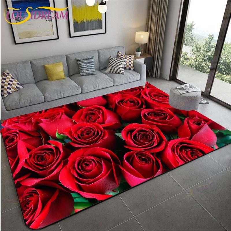Золотые/красные розы, цветы, 3D-печать, ковры, свадебный декор, большие коврики, ковер на День святого Валентина, домашний большой ковер, подарок для комнаты девушки, напольный коврик