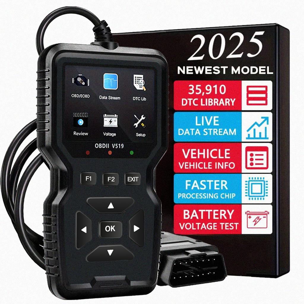 2024 V519 Профессиональный OBD2 сканер - Диагностический инструмент для автомобиля с питанием от USB, потоком данных в реальном времени, полнофункциональным тестированием OBD II (Готов к И/М,