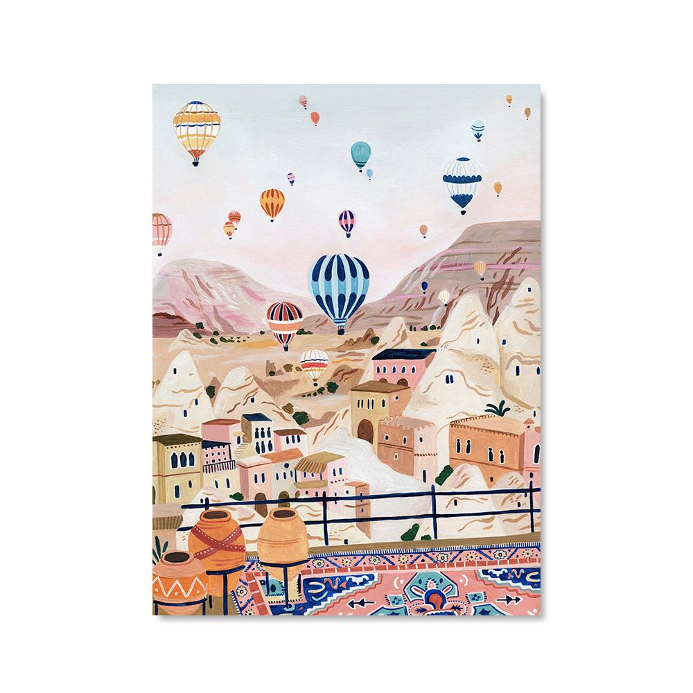 Nordic Vintage Travel City Poster Barcelona Turky Italy Landscape Art Canvas Painting Housewarming Gift Wall Pictures Home Decor