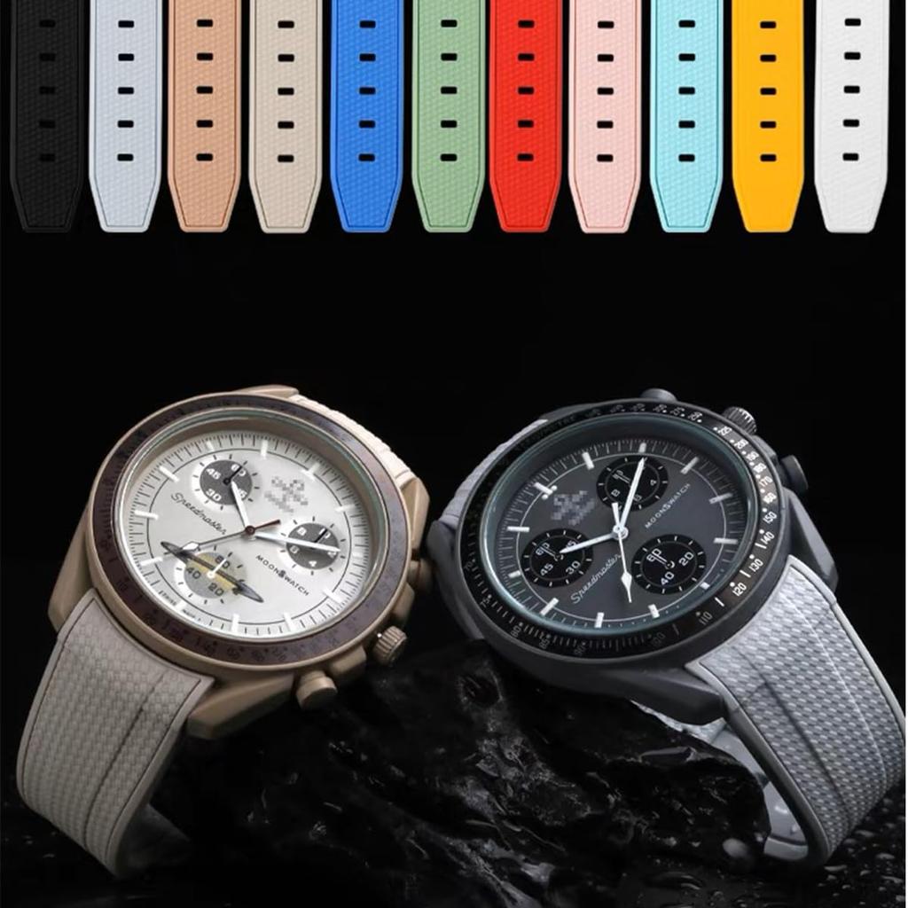 Силиконовый ремешок для Swatch X Omega Moonswatch Пряжка из нержавеющей стали 20 мм Изогнутый конец Мягкий Водонепроницаемый Запасной ремешок для часов Женский Мужской