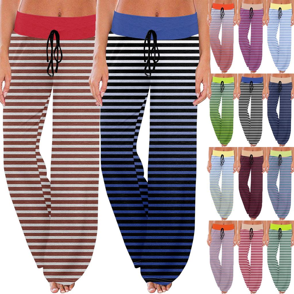 Женские повседневные модные комфортные пижамные брюки с широкими штанинами на шнуровке и принтом