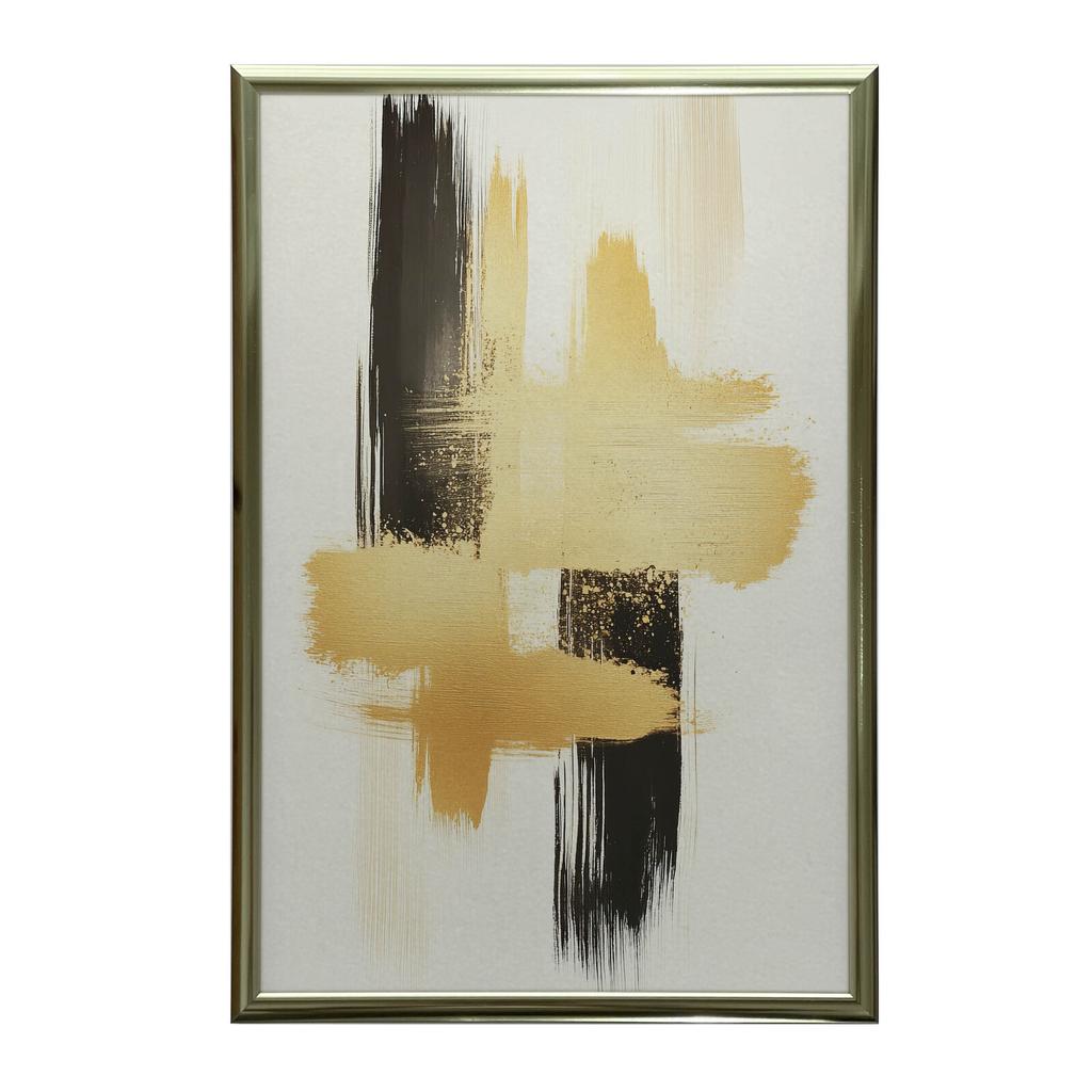 Contrast Gold and Black Contrast Gold and Black, 30X40 Cm, White Wooden Frame, 230 Gsm Matte Paper