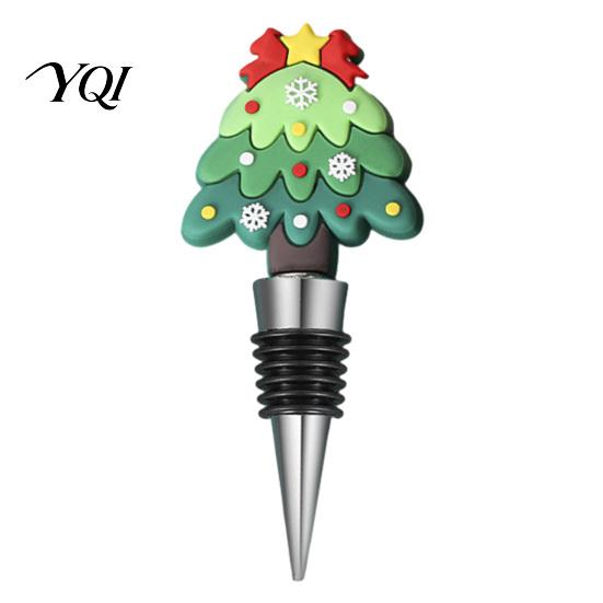 Holiday Wine Accessories Christmas Bottle Stopper, Stainless Steel Reusable Cork, Decorative PVC Cartoon Table Decorations Toppers Design, Airtight