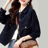 New Short Jacket for Women Autumn Loose Quarter Sleeve Ragdoll Sleeve Loose Polo Neck Denim Jacket Top