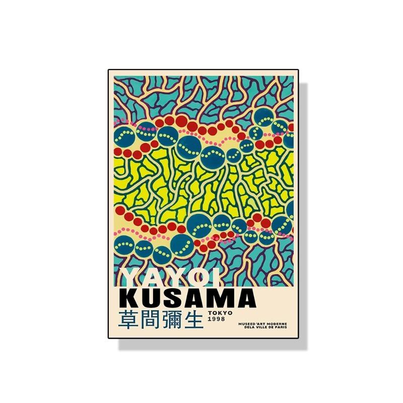 Yayoi Kusama Art Exhibition Pumpkin Flower Wall Art Poster Prints Abstract Canvas Painting Picture for Modern Room Home Decor