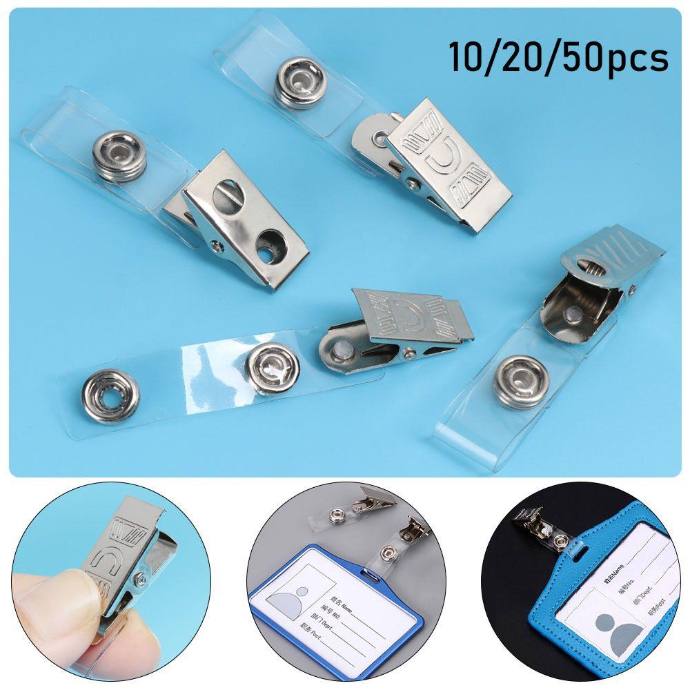 10/20/50pcs 4 Styles Reel Skipping Metal Pull Card Holders Kawaii Clips ID Card Badge Lanyard Clip