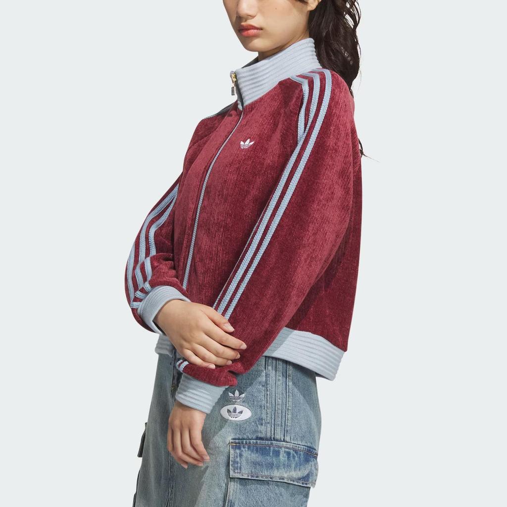 adidas Куртка Originals Color, ограниченный тираж, ретро-полосатая, цветная, бархатная, воротник-стойка, спортивная, короткая, свободная, JN0723