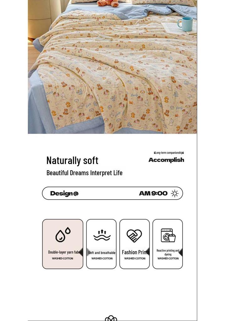 Class A Mother & Baby Cloud-Feel Double-Layer Gauze Summer Quilt - Xinjiang Cotton Thin Cooling Quilt for Dormitory